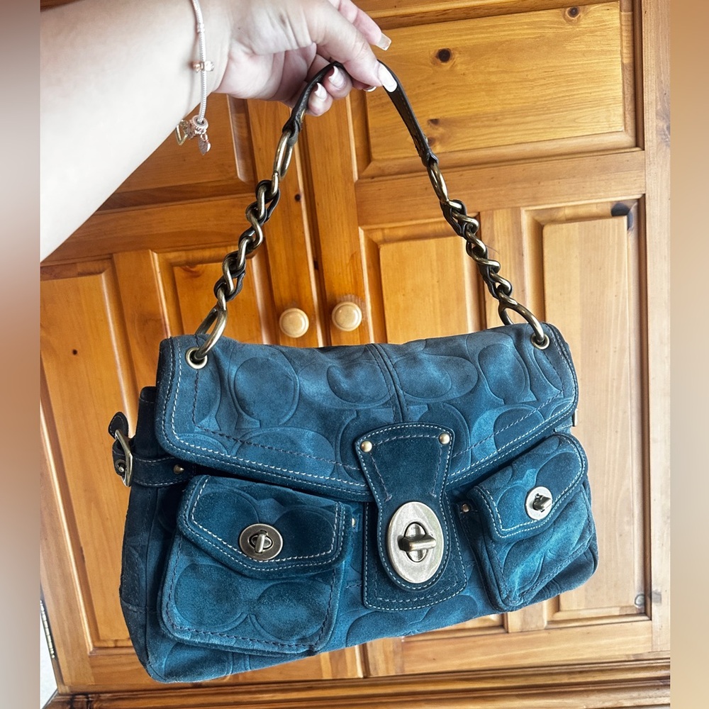 Coach Leigh Legacy suede shoulder bag